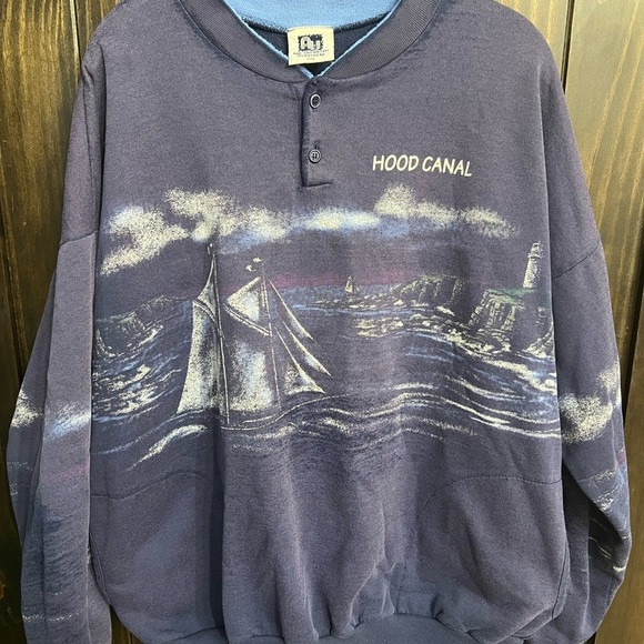 Vintage Crewneck-Hood Canal Graphic Sweatshirt - Picture 3 of 15